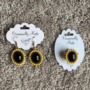 Sunflower earrings and ring